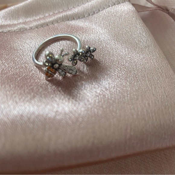 Bee Ring Sterling Silver 925 Adjustment Cute Sparkly - Picture 3 of 3